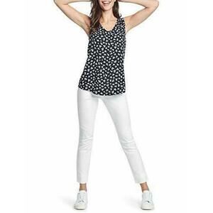 NIC+ZOE Women's Rayon Blend Sleeveless Tank In Indigo Multi Petals Size M $155